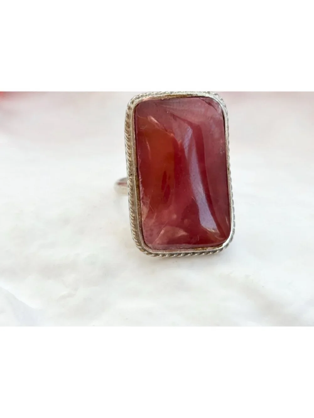 Carnelian Gemstone Minimalist Sterling Silver 925 Vintage Ring - sz 6.25